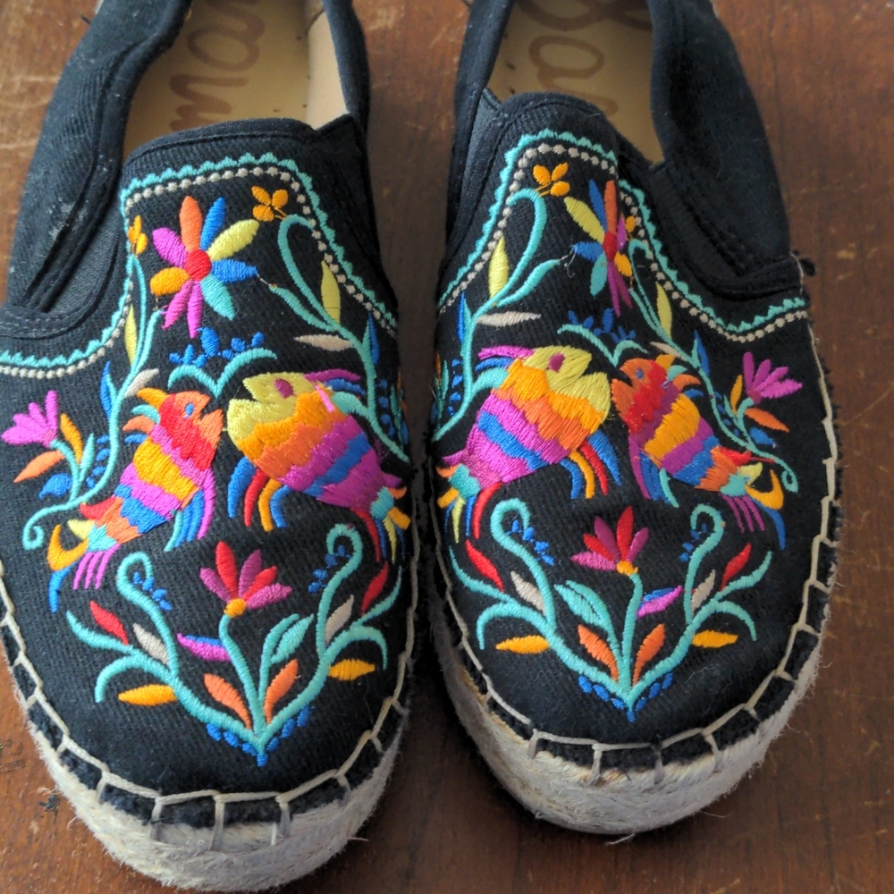 Sam Edelman Carrin Espadrille Platforms Size 7.5 Black